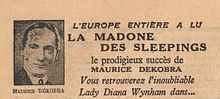 Annonce publicitaire pour le livre "La Madonne des sleepings"