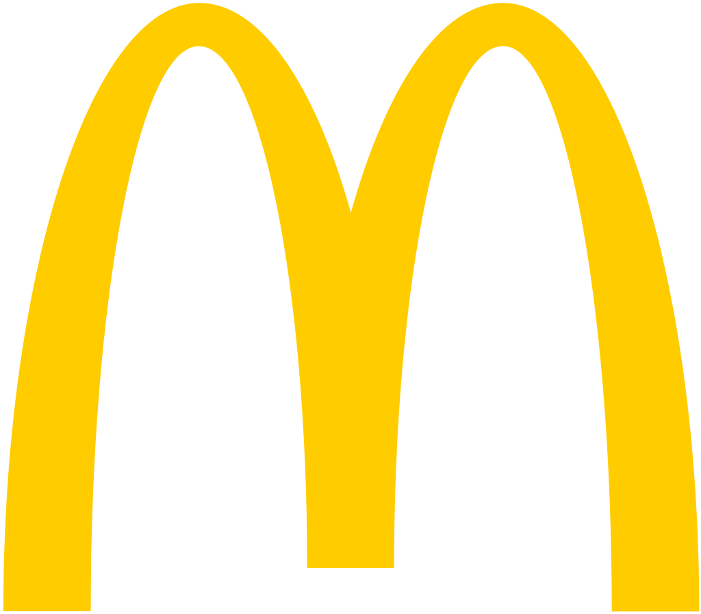 Two yellow arches joined together to form a rounded letter M.