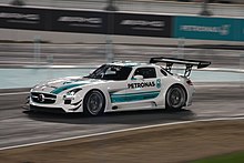 A Mercedes SLS AMG GT3 competing at the 2015 Stars And Cars event Mercedes SLS AMG GT3 StarsAndCars 2015 2 amk.jpg