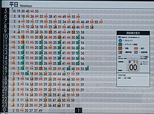 Time table display laying out the weekday schedule.