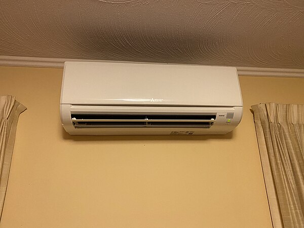 Mitsubishi heat pump interior air handler wall unit