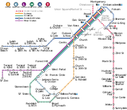 san francisco muni metro map Muni Metro Wikipedia san francisco muni metro map