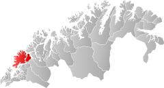 Localização do município na província de Troms og Finnmark