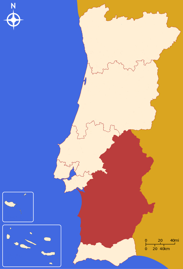 Localização da Região do Alentejo em Portugal
