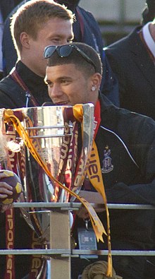 Wells celebrating Bradford City's victory in the 2013 League Two play-off Final