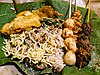 Pecel on a teak leaf plate in Tuban