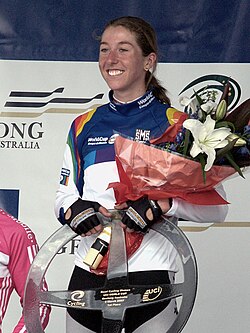 Nicole Cooke Geelong World Cup 2007 podio 1.jpg