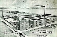 An advertisement for Nielsen & Winther featuring the company's plant on Oresundsvej in Amager Nielsen & Winther advertisement.jpg