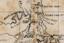 1874 map of the Johnstone River area showing Nind's Camp Nindscamp.png