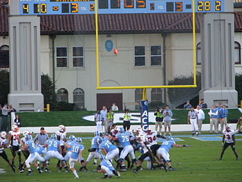 North Carolina kicks a field goal in its 16-13 victory at Chapel Hill. North Carolina field goal vs Maryland.jpg