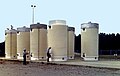 Image 92Dry cask storage vessels storing spent nuclear fuel assemblies (from Nuclear power)