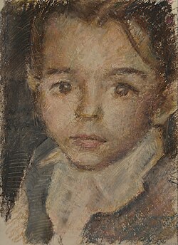 Portrait of a child made from oil pastels. Oil pastel portrait of a child.JPG