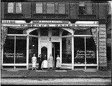 Olof Berg's Bakery occupied the ground floor in the mid-1900s. Olof Berg's Bakery, Seattle, ca 1906 (MOHAI 7565).jpg