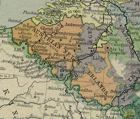 kaart van de Oostenrijkse Nederlanden in 1786