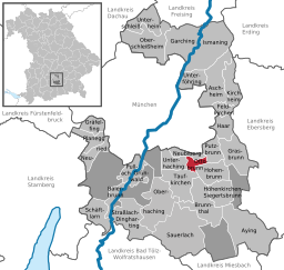 Läget för Ottobrunn i Landkreis München