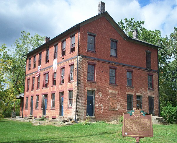 The three-story Stagecoach stop at the center of town.