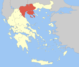 Regionens läge i Grekland.