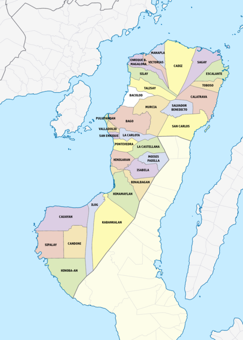 Political map of Negros Occidental