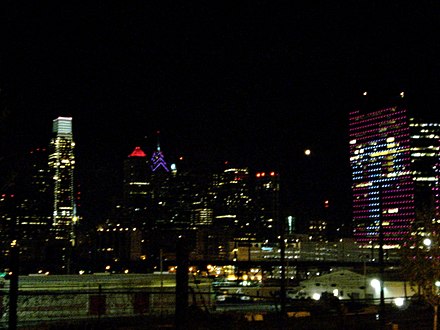 The Cira Centre in downtown Philadelphia was illuminated with the Phillies' "P" logo after their World Series victory.