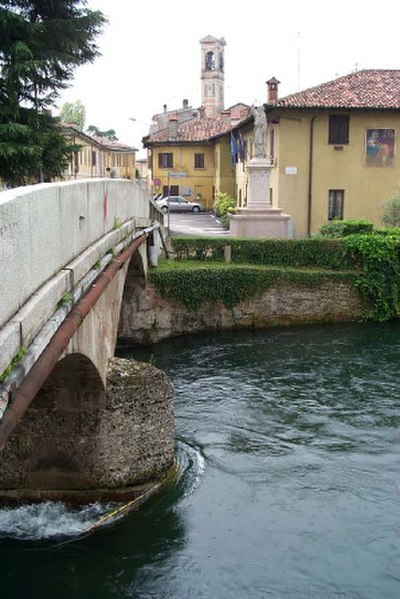 Bridge on the Naviglio Grande, in the town of Cassinetta di Lugagnano, in Italy