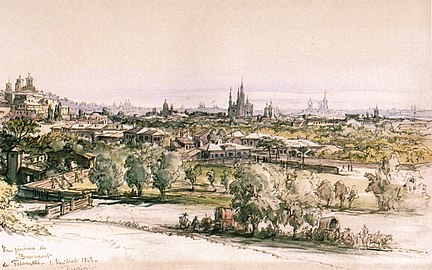 Panorama Bucureștilor de pe dealul Filaretului - 1 iulie 1868