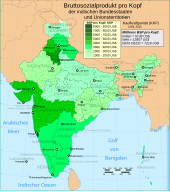 India's gross national product per capita by state, 2011