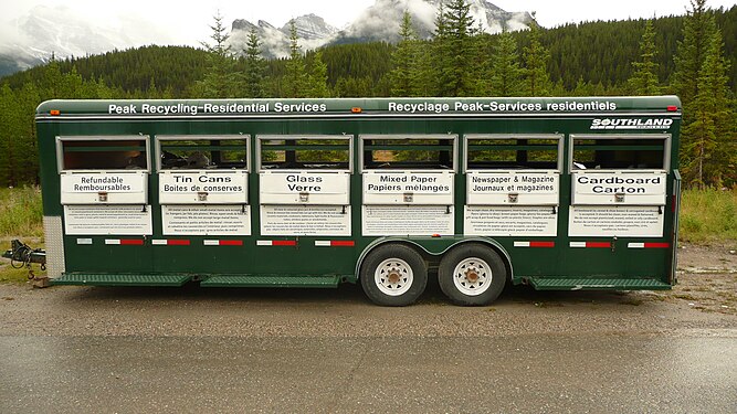 Recycling trailer in Canadian Rockies