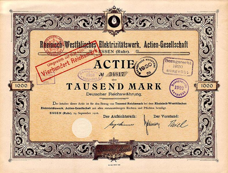 File:Rheinisch-Westfälisches Elektrizitätswerk stock certificate (1910).jpg