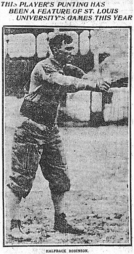1905 St. Louis Post-Dispatch photograph of Brad Robinson preparing to punt RobinsonPunting.jpg