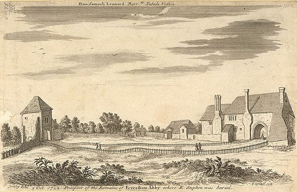 The ruins of Faversham Abbey in 1722.