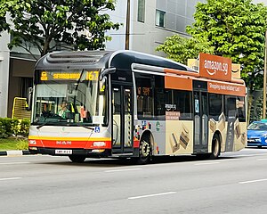 A bus in Singapore with an advertisement for Amazon, with 2D billboards and 3D boxes on the roof of the bus. SMB1412Z 167.jpg