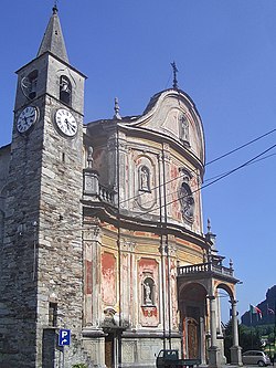 Santa Margherita, parish church with bell tower in Tavagnasco, Italy.jpg