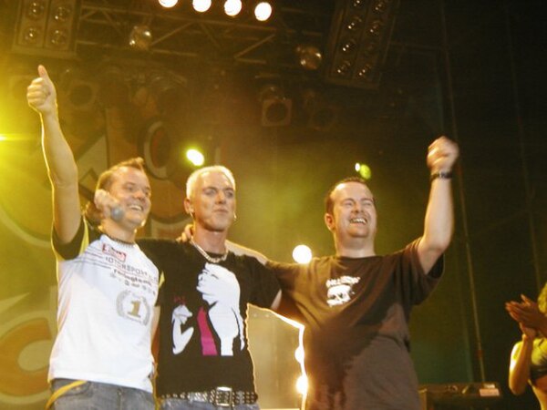 Scooter in 2004. Left to right: Jay Frog, H. P. Baxxter, Rick J. Jordan.