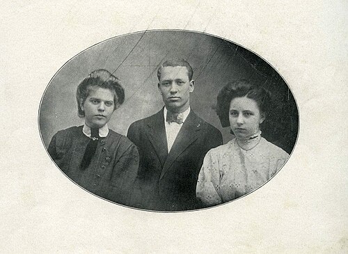 Staff picture. Left to right: Mary Winks, George Cook, Vera Bowen.