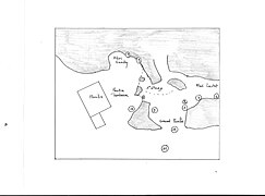Plan der Grotte mit den verschiedenen Positionen; von Gaudry und Debenath.