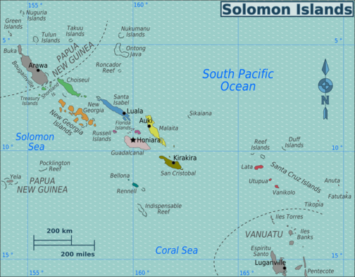 Mapa Šalamounových ostrovů