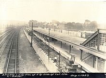 Columbia station (later JFK/UMass) on the Dorchester extension under construction in 1927 Southerly view of easterly side of Columbia Station, August 1927.jpg