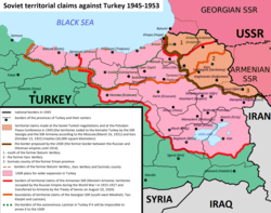 1955-cü ildə SSRİ Türkiyə sərhədi və SSRİ-nin iddia etdiyi ərazilər