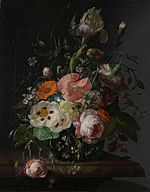 Stilleven bloeman bilan uchrashdi marmeren tafelblad Rijksmuseum SK-A-2338.jpeg