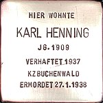 Stolperstein für Karl Henning (Oberbruchstraße 49)