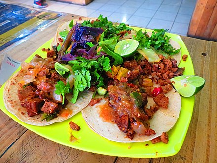 Tacos are a common food in the Mexican cuisine