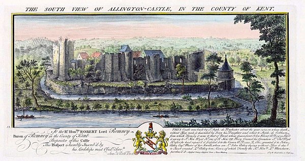 Allington Castle, Wyatt's home in Kent, as it looked in the 18th century