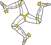 The triskelion has 3-fold rotational symmetry. The armoured triskelion on the flag of the Isle of Man.svg