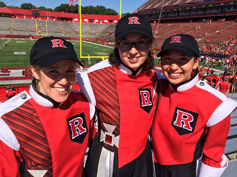 File:Three Marching Scarlet Knights perform at a football game in High Point Solutions Stadium.jpg