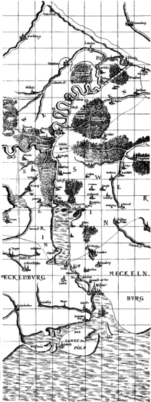 Mappa di Tilemann Stella sul progetto di collegamento dall'Elba fino al Baltico del 1576