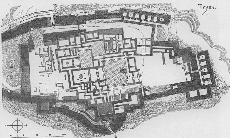 File:Tiryns, map of the palace and the surrounding fortifications.png