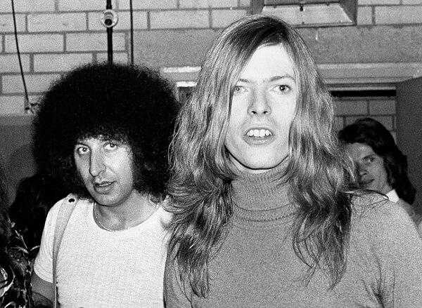 Bowie and Tony Defries at Andy Warhol's Pork at London's Roundhouse in 1971