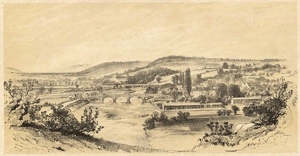 Usk and river from Llanbadoc Rock; 1860