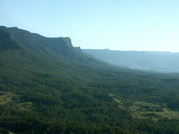 Upper Tweed Valley showing the caldera wall