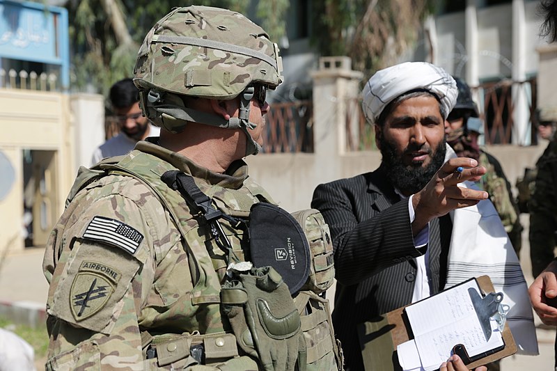 File:U.S. Army Lt. Col. Mark Martin, left, a civil affairs team leader with the Farah Provincial Reconstruction Team (PRT), discusses security measures with Shams Ur-Rahman, the Farah provincial chief justice, during 130504-N-IE116-162.jpg